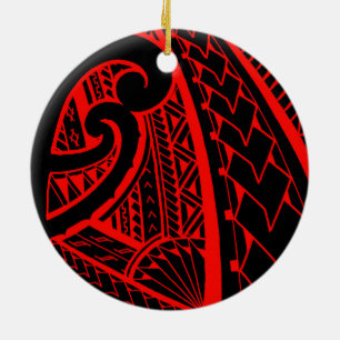 Samoan tribal tattoo design with spearheads ceramic tree decoration