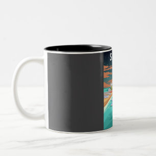 Samos Greece Minimal Retro Greek Travel Poster at Two-Tone Coffee Mug