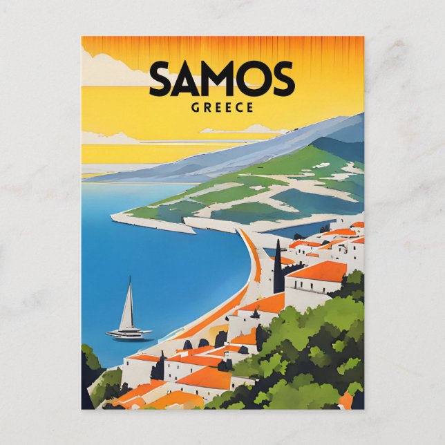 Samos Greece Traditional Travel Poster Postcard (Front)