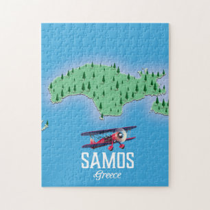 Samos Greek Island map Jigsaw Puzzle