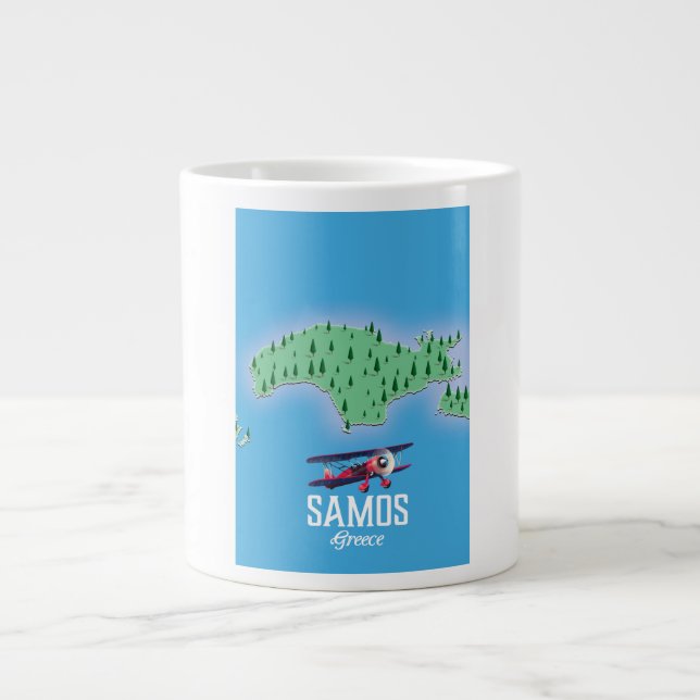 Samos Greek Island map Large Coffee Mug (Front)
