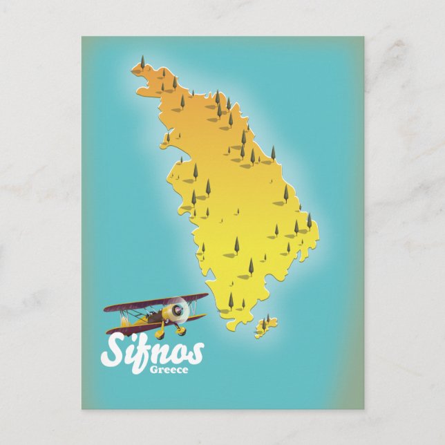 Samos Greek Island map Postcard (Front)
