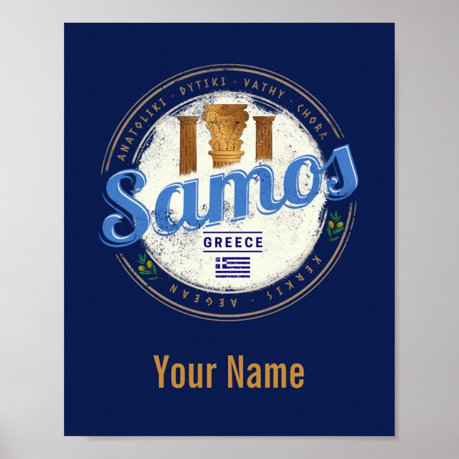 Samos island in Greece retro vintage vacation Poster (Front)