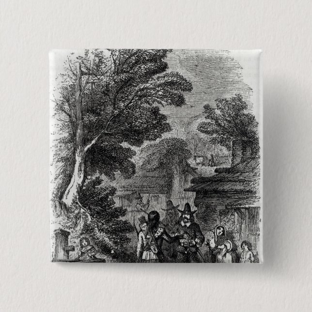 Samoset, the Indian Visitor 15 Cm Square Badge (Front)