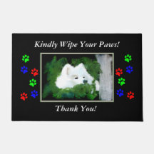 Samoyed 18x24"or 24X36" "Wipe Your Paws" Door Mat