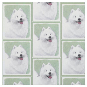 Samoyed 2 Painting - Cute Original Dog Art Fabric