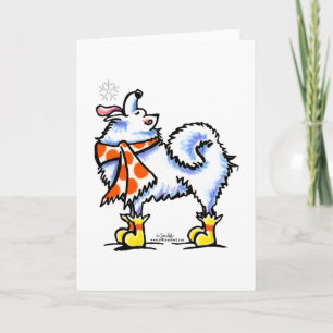 Samoyed American Eskimo Dog Snowflake Holiday Card