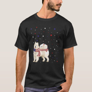 Samoyed American Flag Scarf Patriotic 4th Of July  T-Shirt