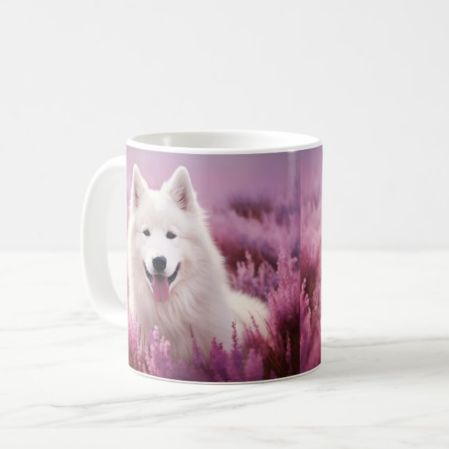 Samoyed and heather coffee mug (Front Left)