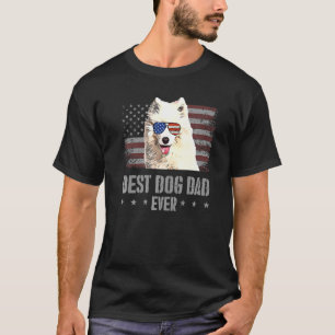 Samoyed Best Dog Dad Ever Retro Usa American Flag T-Shirt