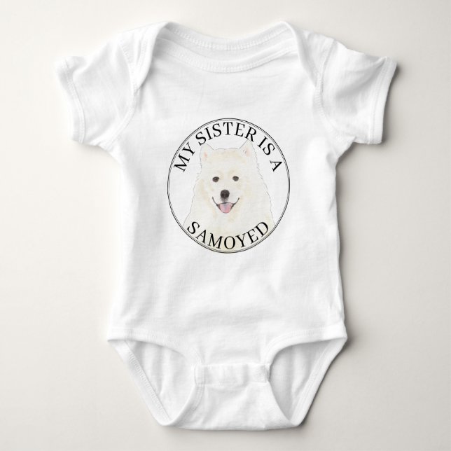 Samoyed Big Sister Baby Bodysuit (Front)
