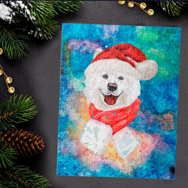 Samoyed Breed Dog Christmas Jigsaw Puzzle (Creator Uploaded)