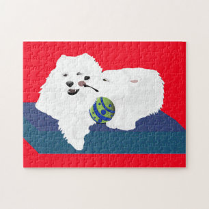 Samoyed Brothers Puzzel,  252 pieces Jigsaw Puzzle