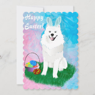 Samoyed Character Easter Flat Greeting Card