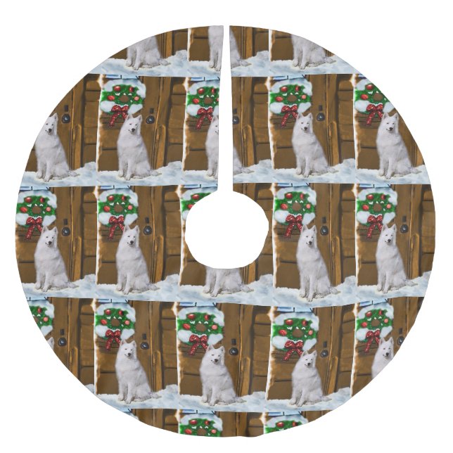 Samoyed Christmas Brushed Polyester Tree Skirt (Front)