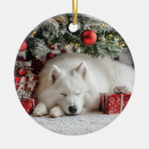 Samoyed Christmas Ceramic Tree Decoration