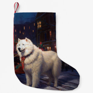 Samoyed Christmas Festive Season  Small Christmas Stocking
