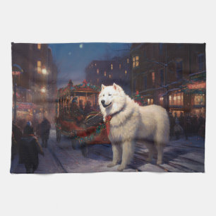 Samoyed Christmas Festive Season  Tea Towel