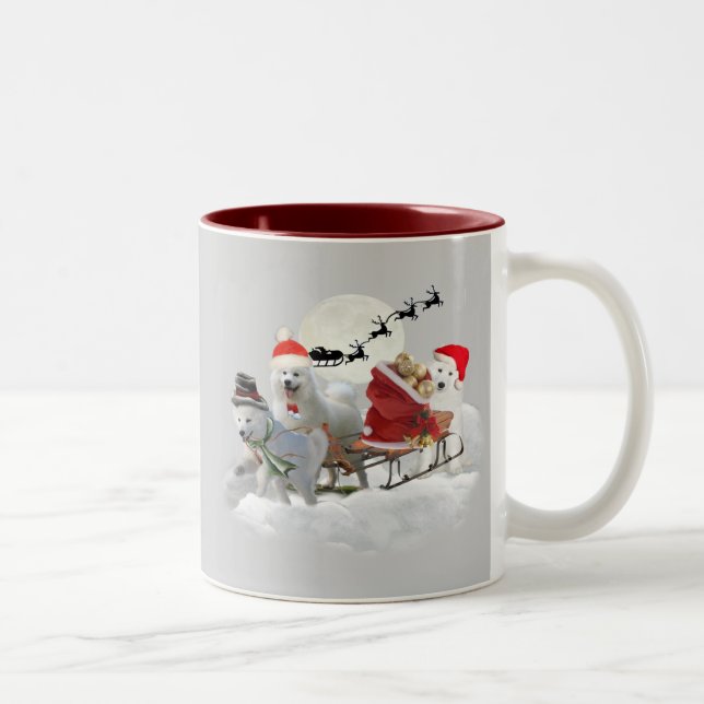 Samoyed Christmas Fun Two-Tone Coffee Mug (Right)