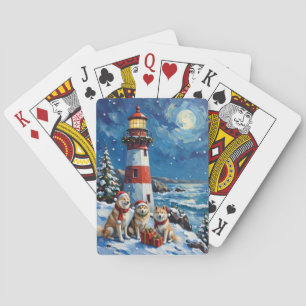 Samoyed Christmas Lighthouse Holiday Playing Cards