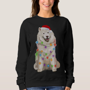 Samoyed Christmas Lights Xmas Dog Lover Santa Hat Sweatshirt
