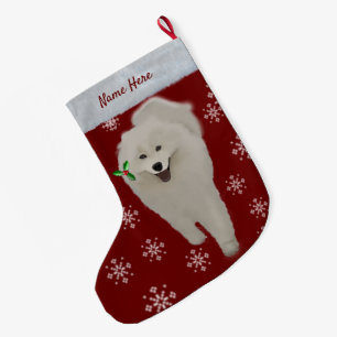 Samoyed Christmas Stocking 2 Sides PERSONALIZE