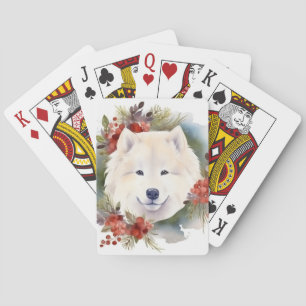 Samoyed Christmas Wreath Festive Pup Playing Cards