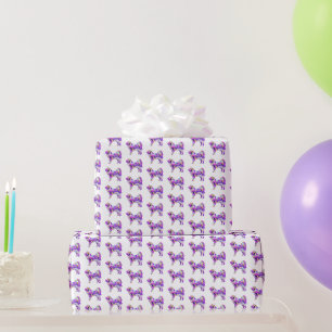 Samoyed Cute Dog Silhouette Purple PY&B White Wrapping Paper