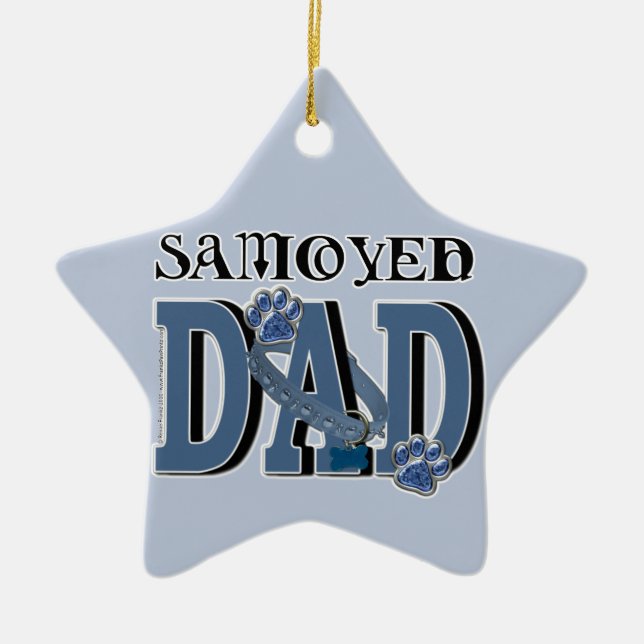 Samoyed DAD Ceramic Tree Decoration (Front)