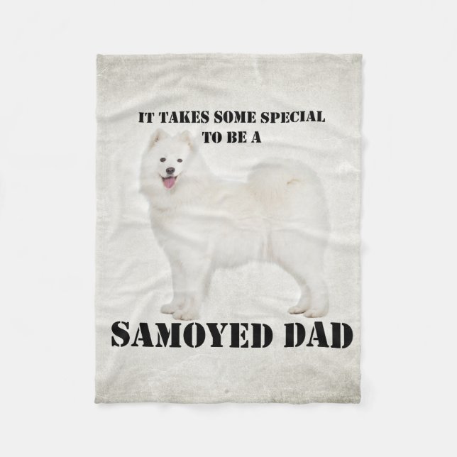 Samoyed Dad Fleece Blanket (Front)