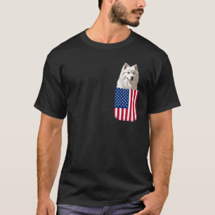 Samoyed Dog American Flag Patriotic 4th of July Pu T-Shirt