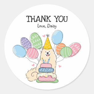 Samoyed Dog Birthday Party Favour Tags Sticker