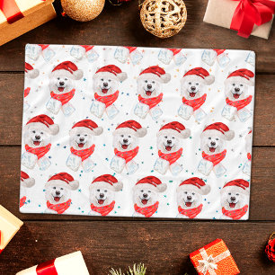 Samoyed Dog Breed Christmas Stars Fleece Blanket