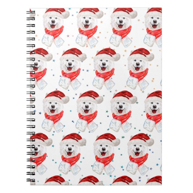 Samoyed Dog Breed Christmas Stars Notebook (Front)