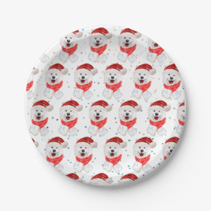 Samoyed Dog Breed Christmas Stars Paper Plate