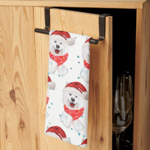 Samoyed Dog Breed Christmas Stars Tea Towel