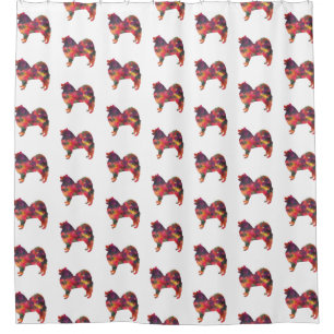 Samoyed Dog Breed Geo Silhouette Multi Shower Curtain