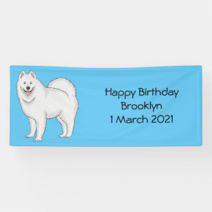 Samoyed dog cartoon illustration banner