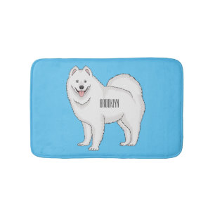 Samoyed dog cartoon illustration bath mat