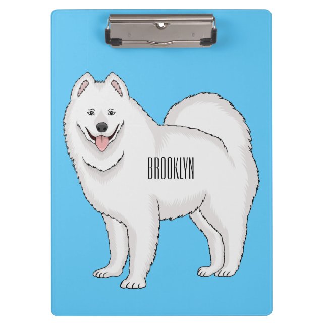 Samoyed dog cartoon illustration  clipboard (Front)