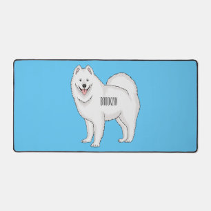 Samoyed dog cartoon illustration desk mat
