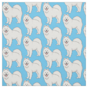 Samoyed dog cartoon illustration fabric