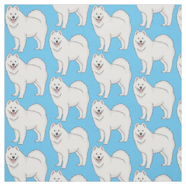 Samoyed dog cartoon illustration fabric (Swatch)