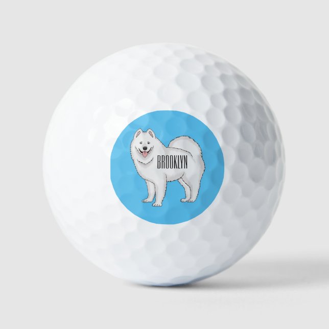 Samoyed dog cartoon illustration  golf balls (Front)