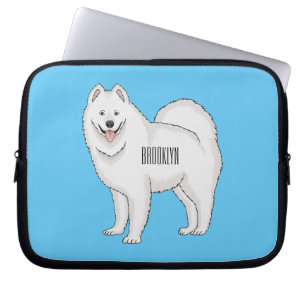 Samoyed dog cartoon illustration  laptop sleeve