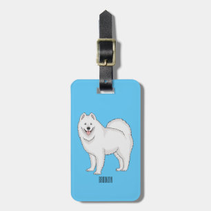 Samoyed dog cartoon illustration luggage tag