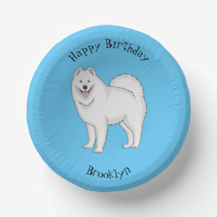 Samoyed dog cartoon illustration paper plate