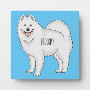 Samoyed dog cartoon illustration plaque