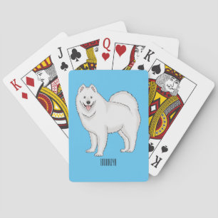 Samoyed dog cartoon illustration playing cards