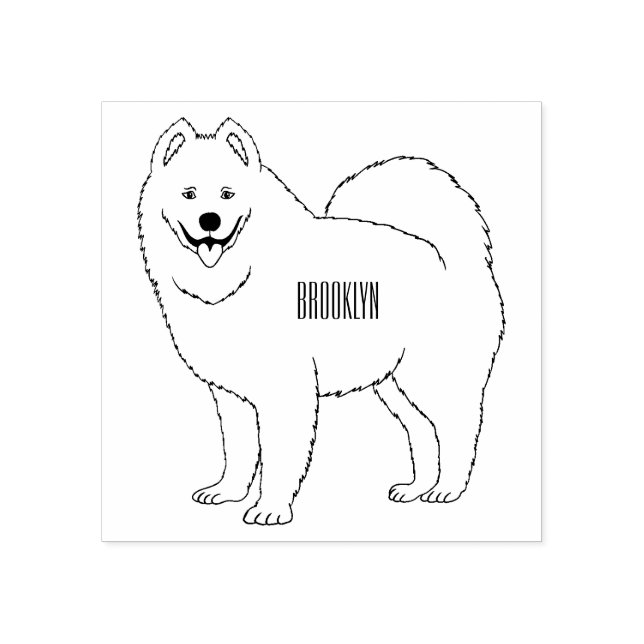Samoyed dog cartoon illustration rubber stamp (Imprint)